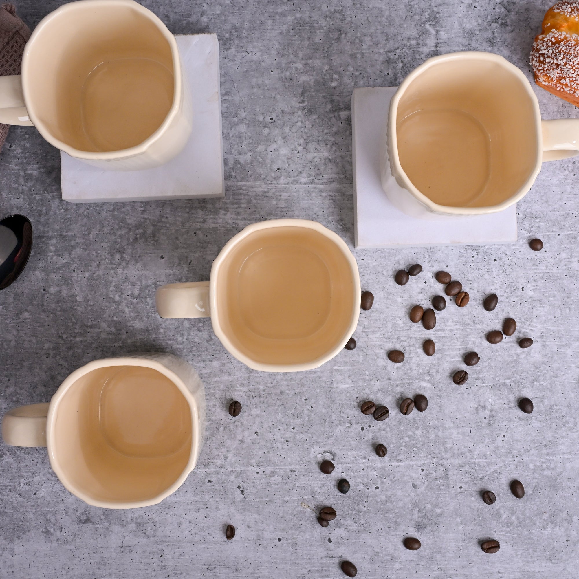 Beige Statement Ceramic Coffee Mug Set of 4