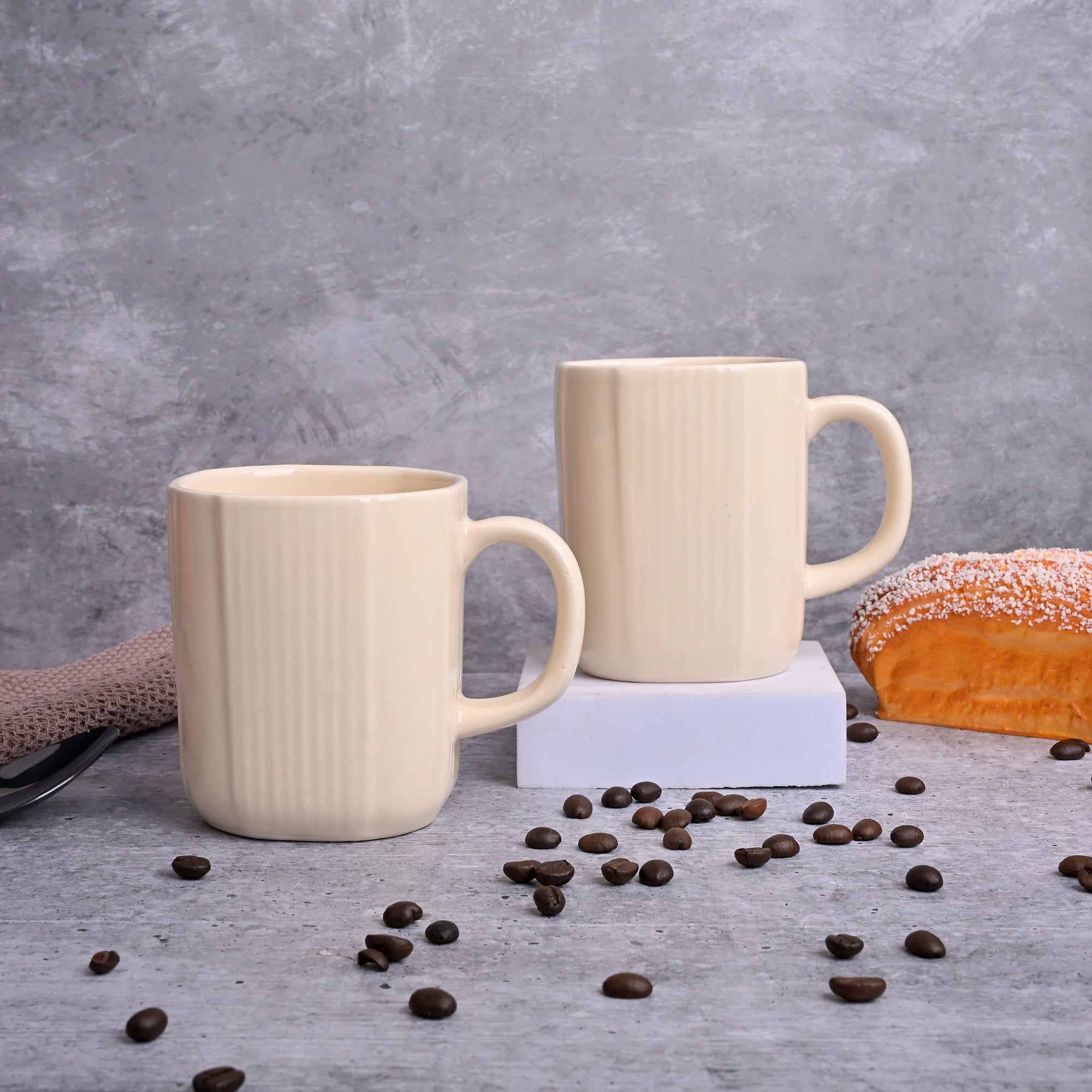 Beige Statement Ceramic Coffee Mug Set of 2