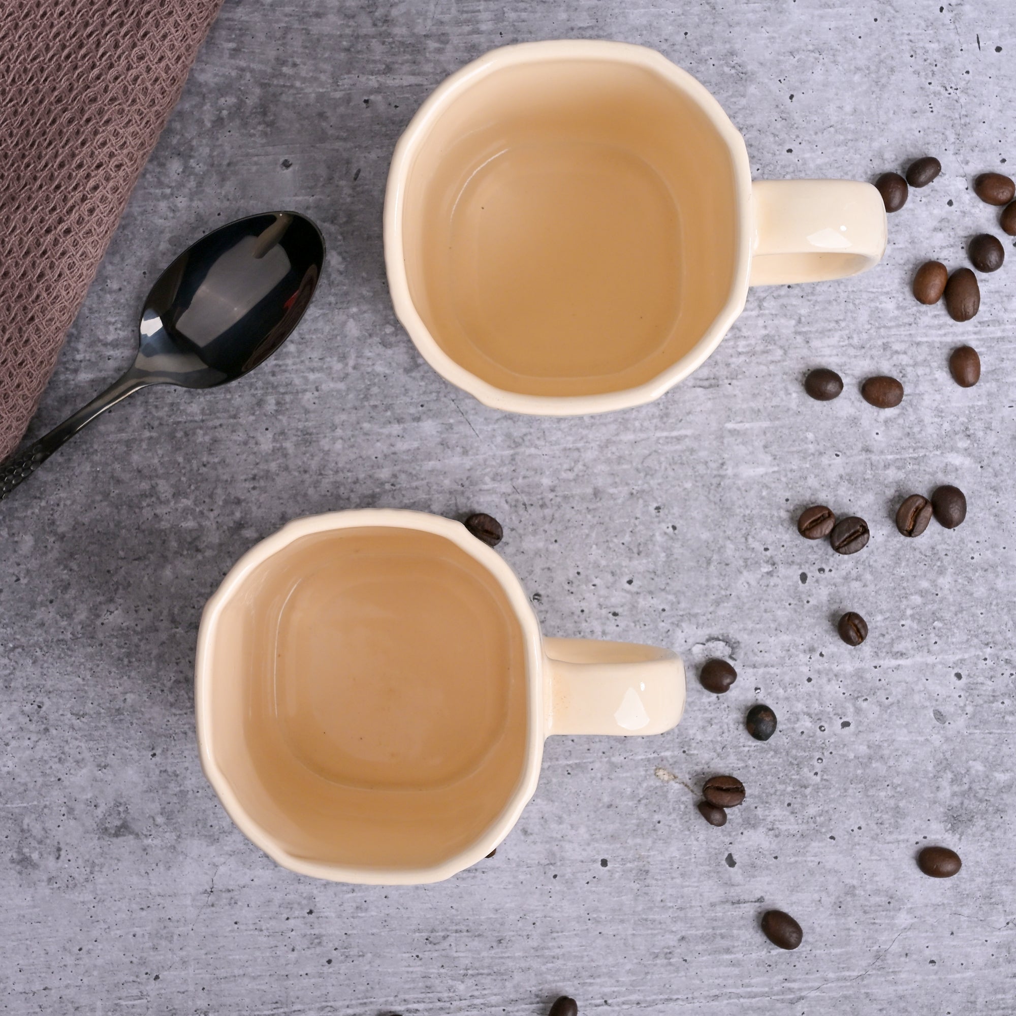 Beige Statement Ceramic Coffee Mug Set of 2