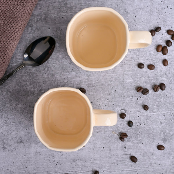 Beige Statement Ceramic Coffee Mug Set of 2