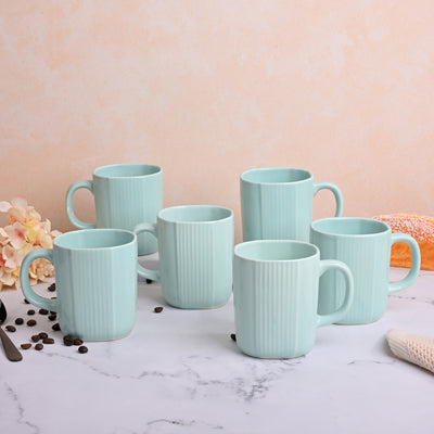 Light Green Unique Ceramic Coffee Mug Set of 6