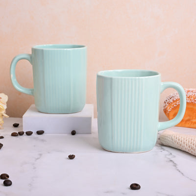 Light Green Unique Ceramic Coffee Mug Set of 2