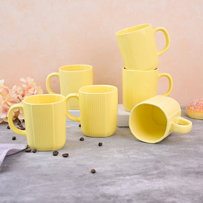 Yellow Sunkissed Ceramic Coffee Mug Set of 6