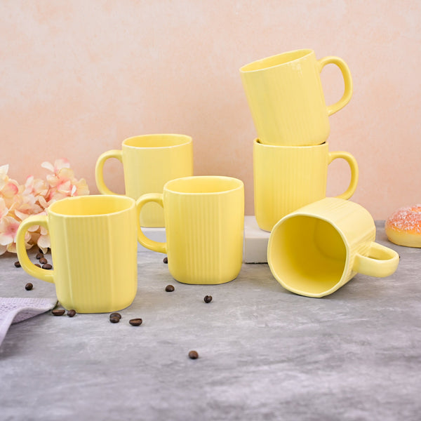 Yellow Sunkissed Ceramic Coffee Mug Set of 6