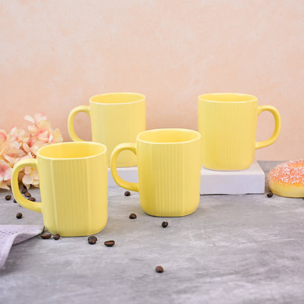 Yellow Sunkissed Ceramic Coffee Mug Set of 4
