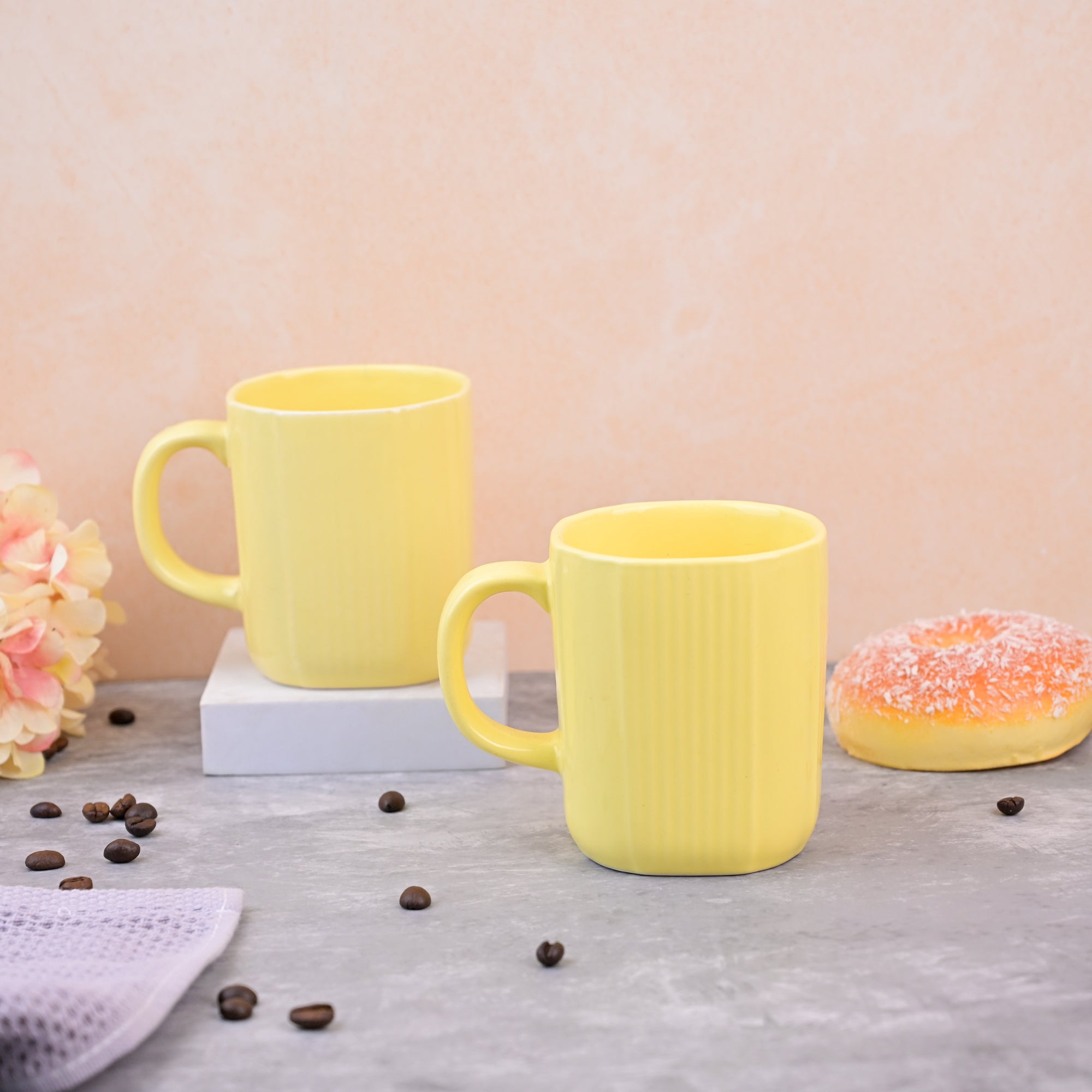 Yellow Sunkissed Ceramic Coffee Mug Set of 2
