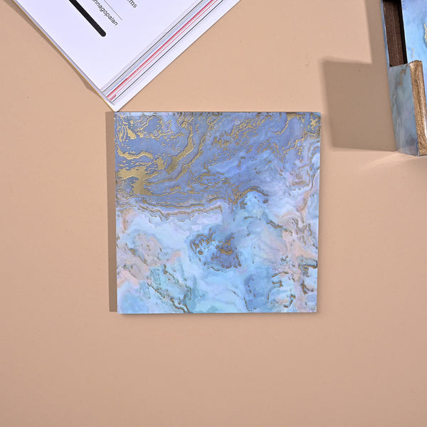 Elegant Blue Wooden Table Coasters (Set of 6)
