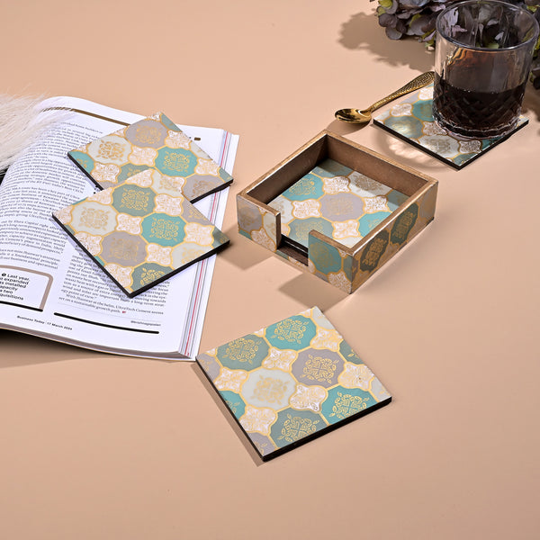 Artisan Printed Wooden Coasters (Set of 6)