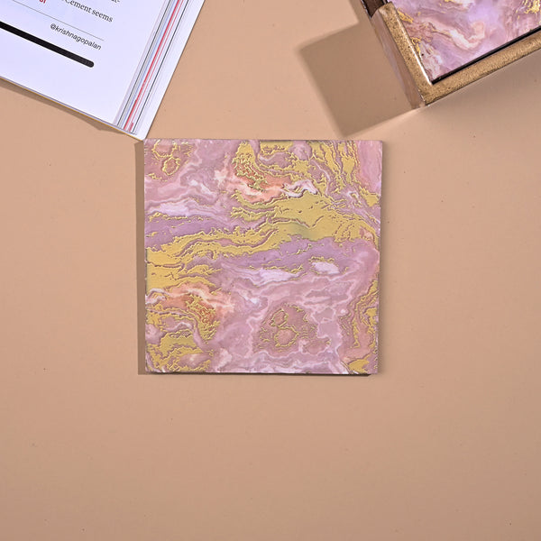 Elegant Pink Wooden Square Coasters (Set of 6)