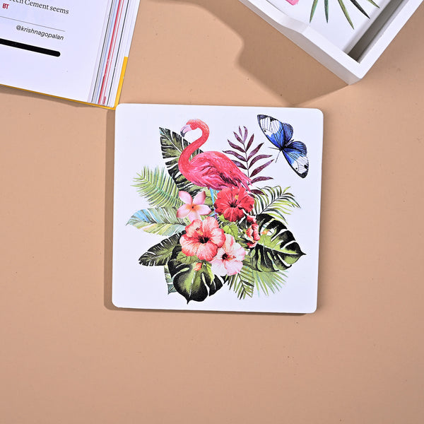 Flamingo Premium Wooden Coasters (Set of 6)