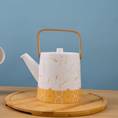 Bronze Decor White Ceramic Tea Kettle and Cups – Kairaus