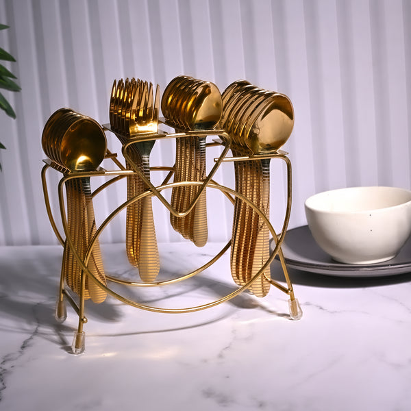 Golden Cutlery Stand Set