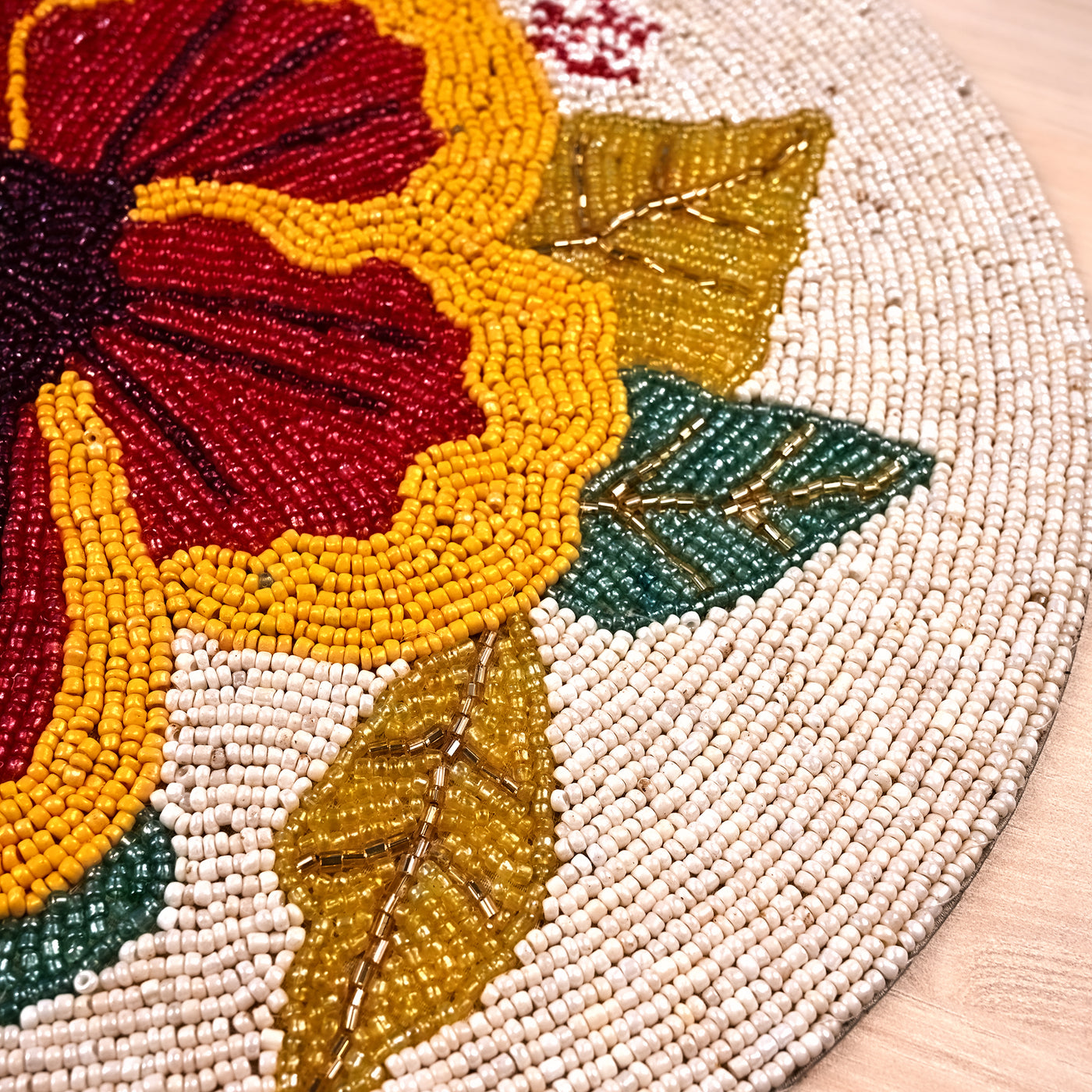 Whimsical Floral Beaded Table Mat