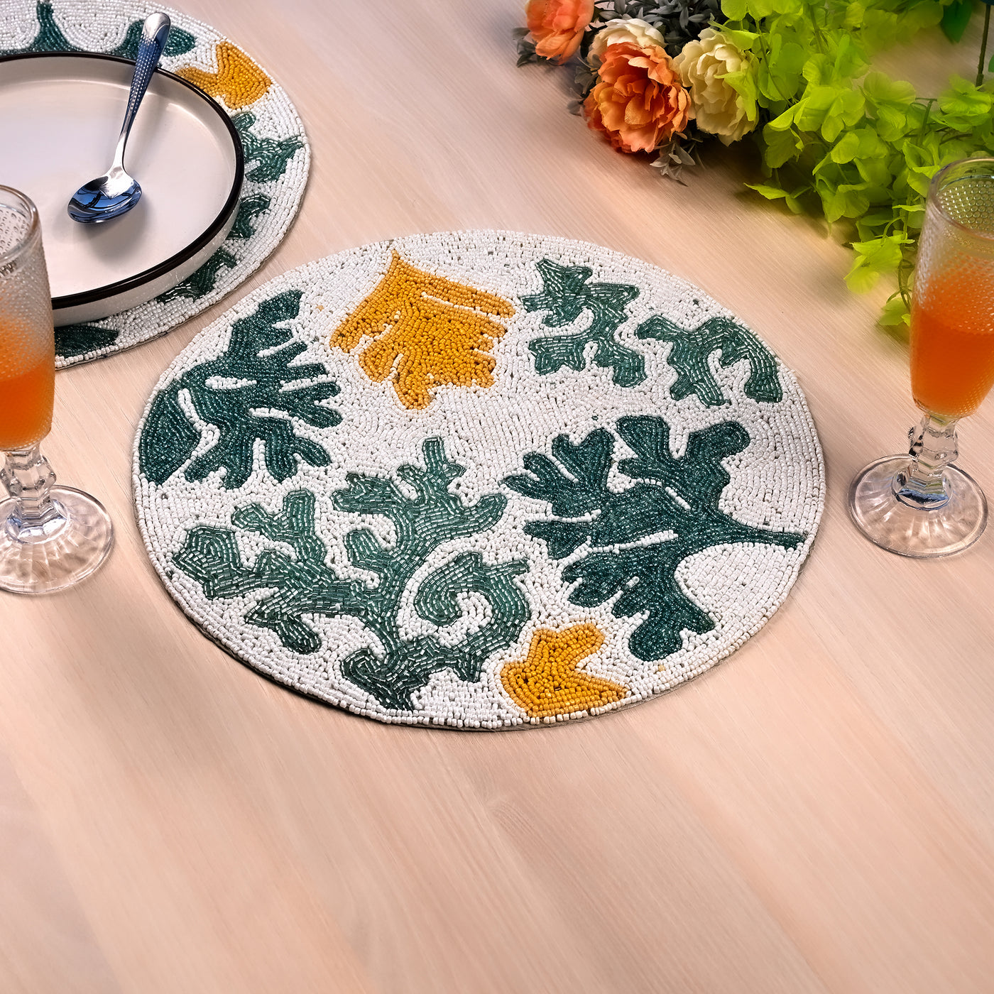 Corals Handmade Beaded Placemat
