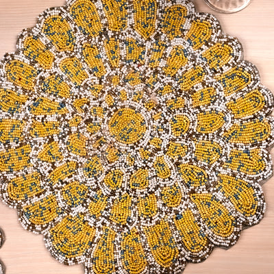 Royal Yellow And White Table Mat