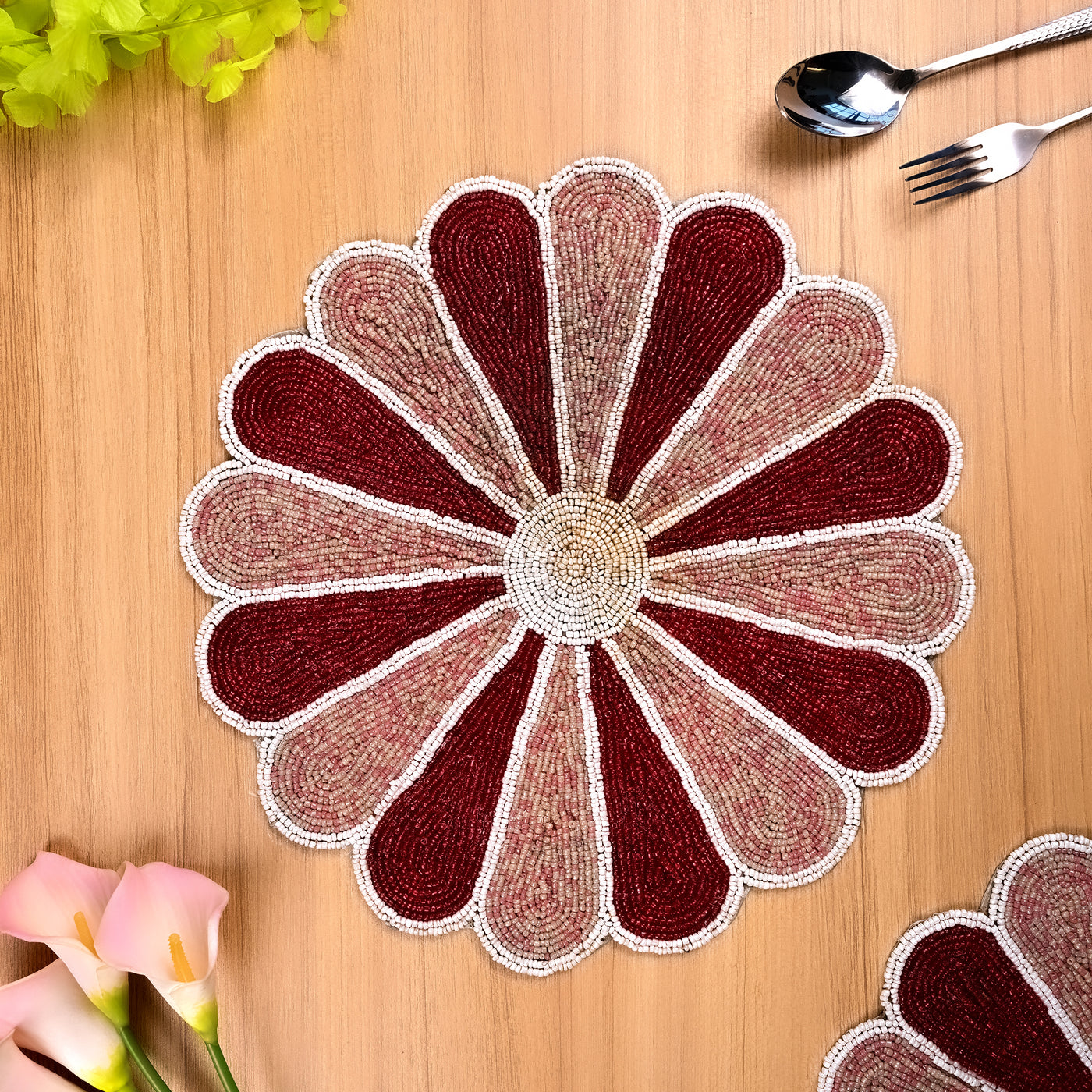 Red And White Flower-Shaped Mat