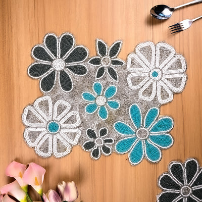 Handmade Beaded Floral Table Mat