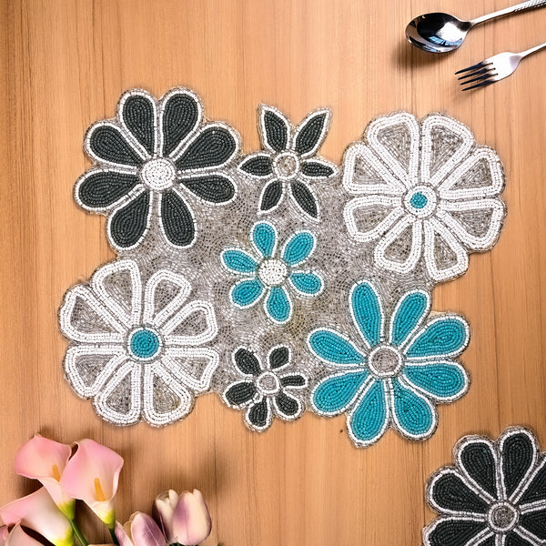 Handmade Beaded Floral Table Mat