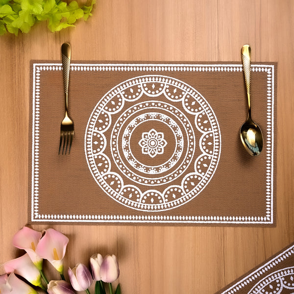 Brown And White Rectangular Mat
