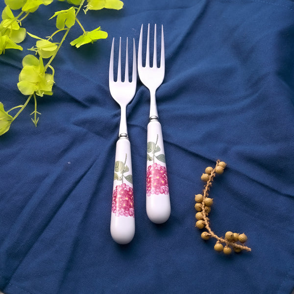 Hydrangea Bloom Ceramic-handled Forks (Set of 2)