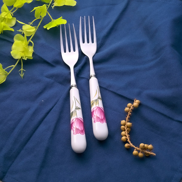 Regal Rose Ceramic-Handled Forks (Set of 2)