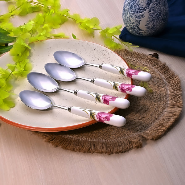 Regal Rose Print Ceramic-Handled Spoons (Set of 4)
