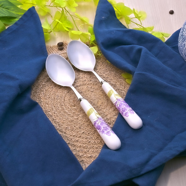 Trendy Lavender Ceramic-Handled Spoons (Set of 2)