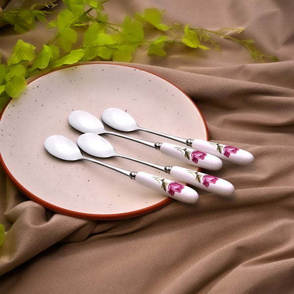 Radiant Rose Dessert Spoons (Set of 4)