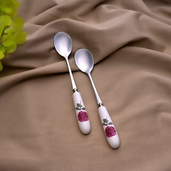 Lavish Hydrangea Print Dessert Spoons (Set of 2)