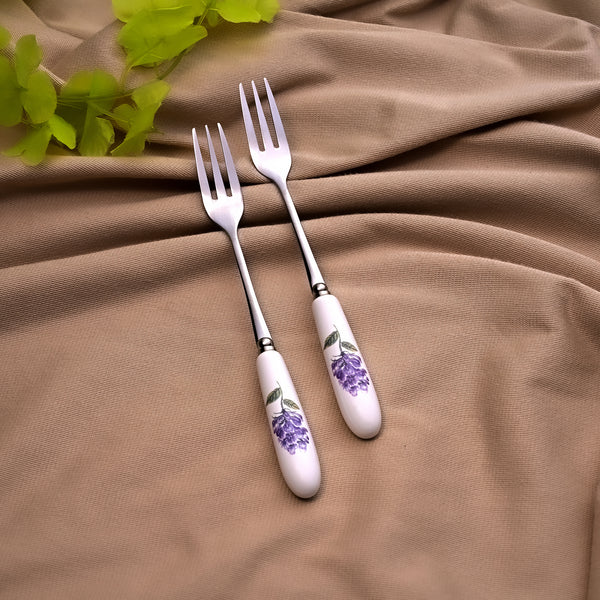 Timeless Serene Lavender Print Dessert Forks (Set of 2)