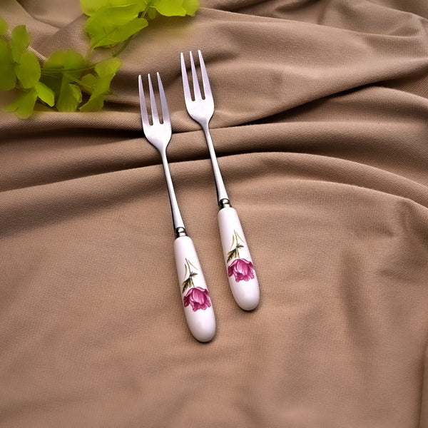 Chic Ceramic Rosebud Forks (Set of 2)