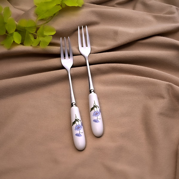 Daisies Bloom Ceramic Dessert Forks (Set of 2)