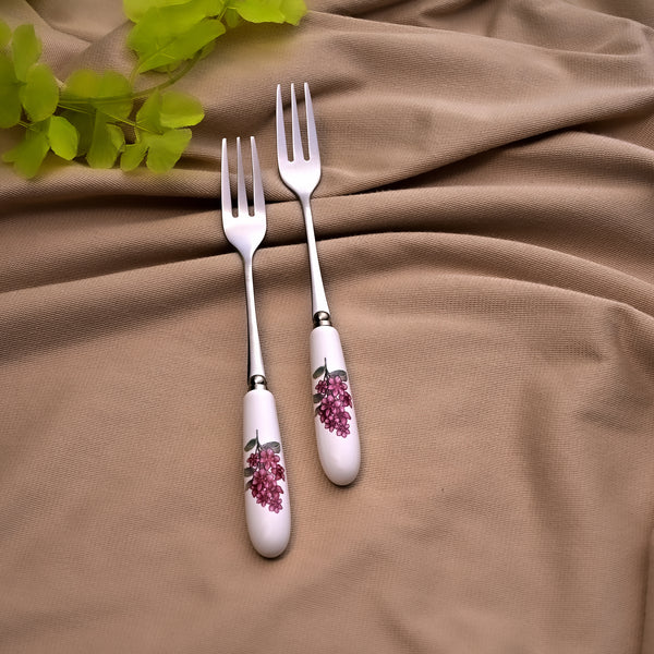 Lilac Bloom Ceramic-handled Dessert Fork (Set of 2)