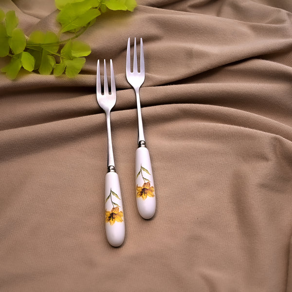Golden Whisper Dessert Forks (Set of 2)
