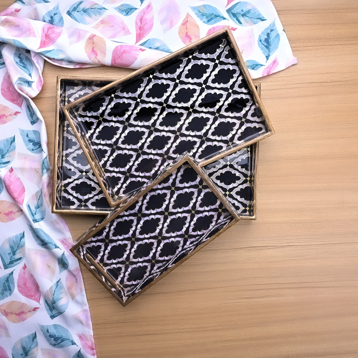 Moroccan Black & White Serving Tray (Set of 3)