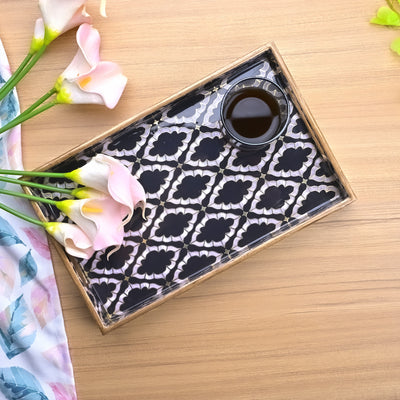 Moroccan Black & White Serving Tray (Set of 3)