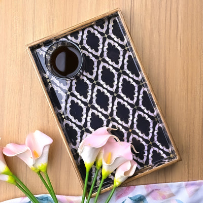 Moroccan Black & White Serving Tray (Set of 3)