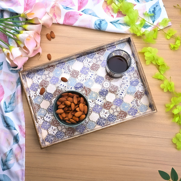 Moroccan Multicolor Wood Tray (Set of 3)
