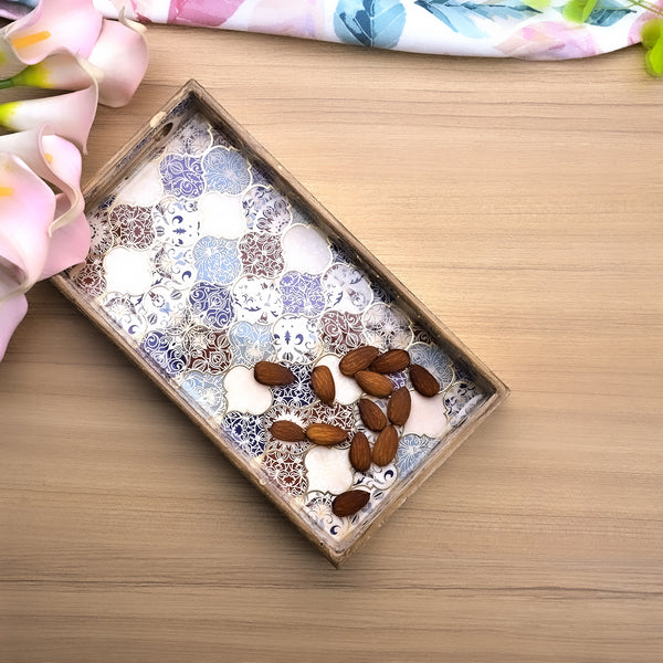 Moroccan Multicolor Wood Tray (Set of 3)
