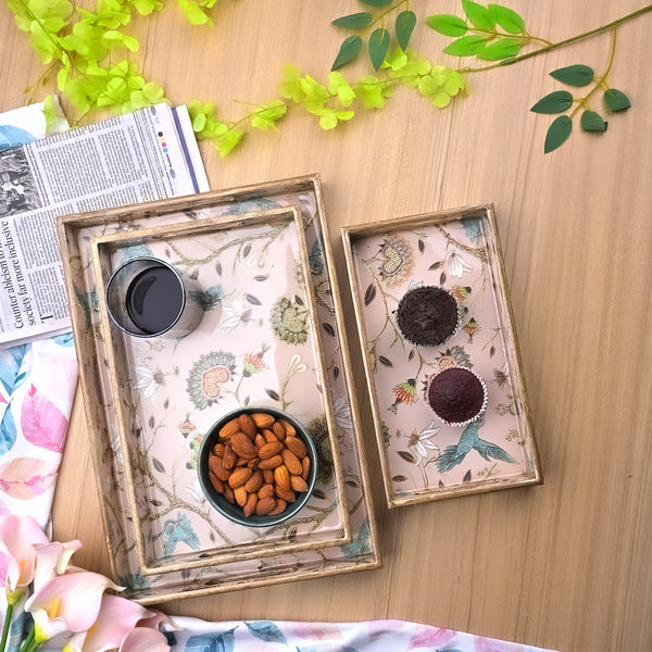 Hummingbirds Wooden Serving Tray Set (Set of 3)