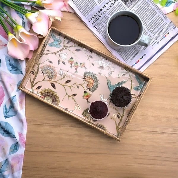 Hummingbirds Wooden Serving Tray Set (Set of 3)