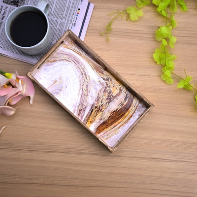 Swirling Marble Wooden Tray (Set of 3)