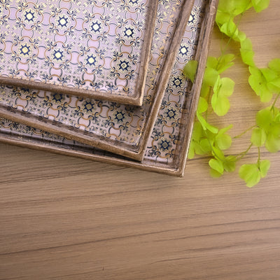 Ethnic Floral Serving Tray (Set of 3)