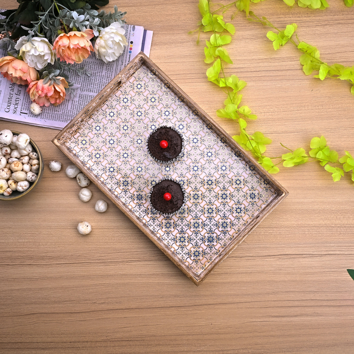 Ethnic Floral Serving Tray (Set of 3)
