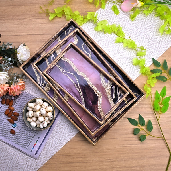 Designer Marble Serving Tray (Set of 3)