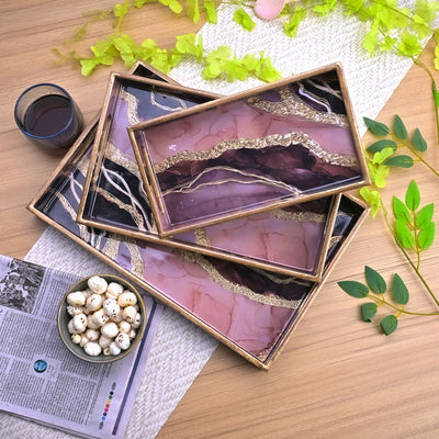 Designer Marble Serving Tray (Set of 3)