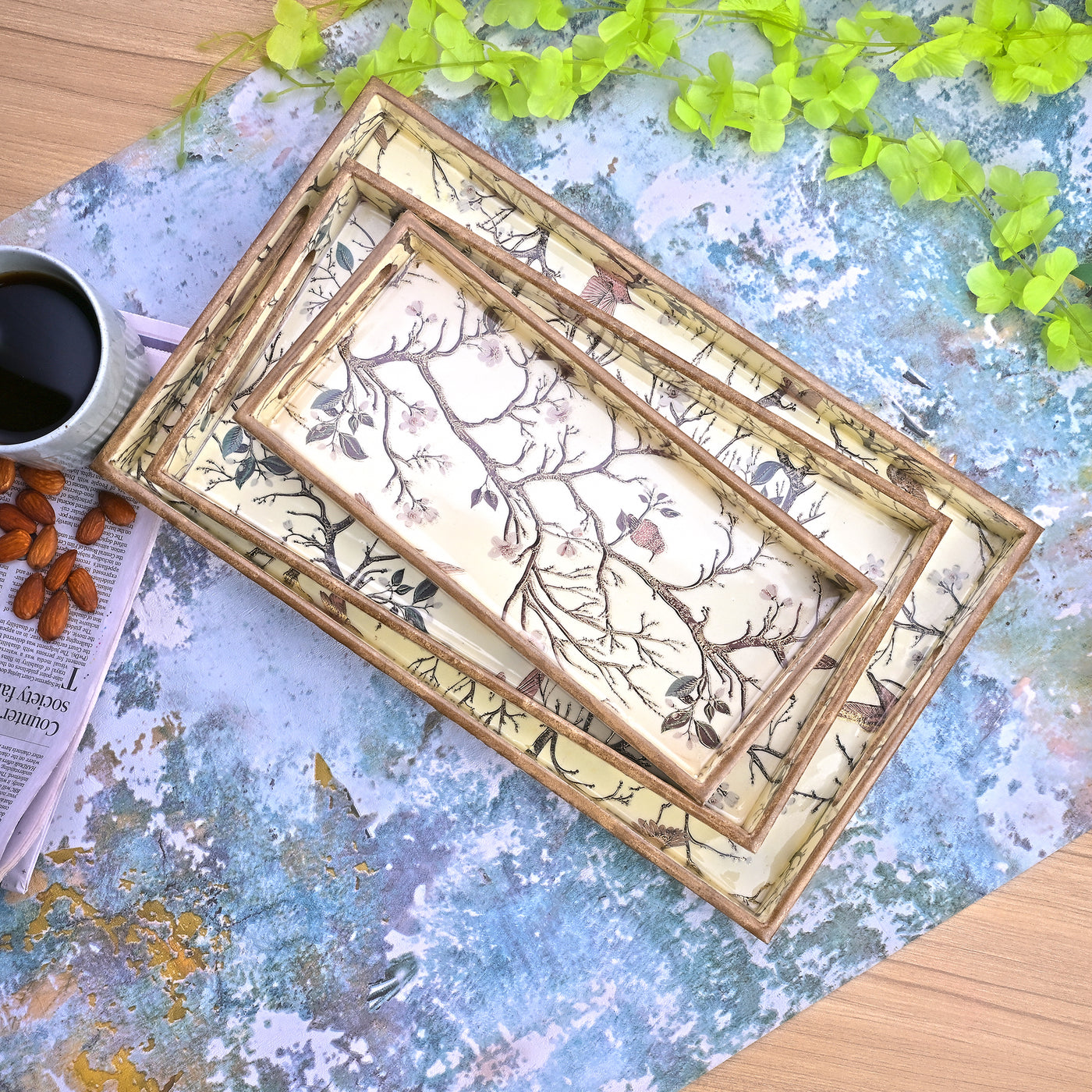 Chinoiserie Nature Cheer Serving Tray (Set of 3)