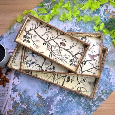 Chinoiserie Nature Cheer Serving Tray (Set of 3)