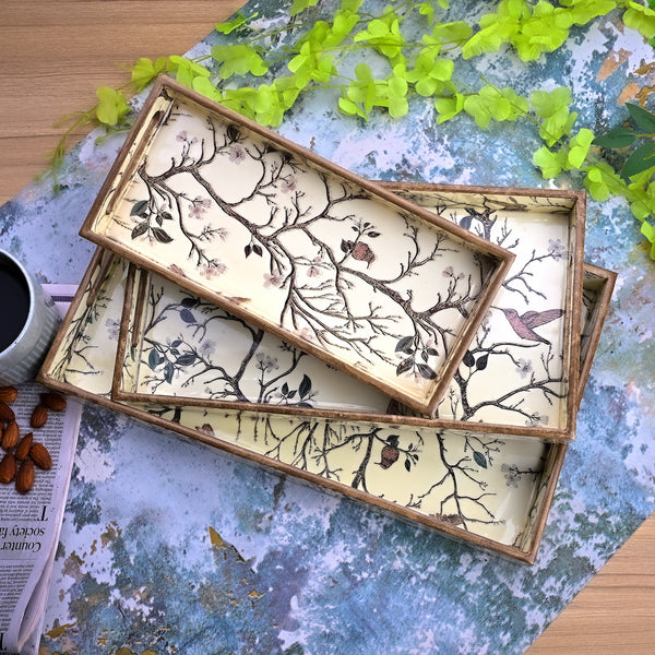 Chinoiserie Nature Cheer Serving Tray (Set of 3)