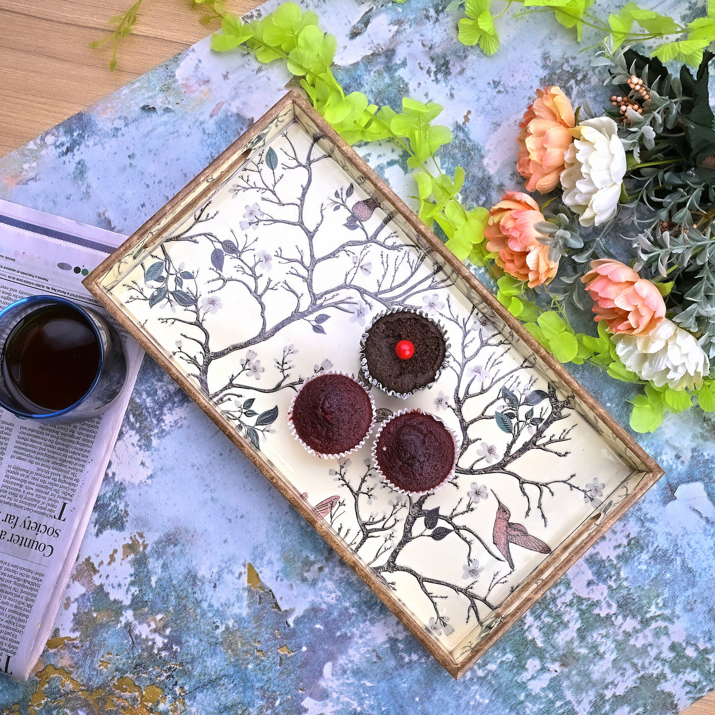 Chinoiserie Nature Cheer Serving Tray (Set of 3)